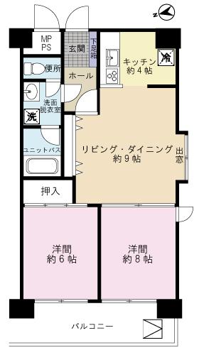 Floor plan. 2LDK, Price 14.8 million yen, Occupied area 53.48 sq m , Balcony area 8.1 sq m LDK13 Pledge, Hiroshi 6 Pledge, Hiroshi 6 Pledge