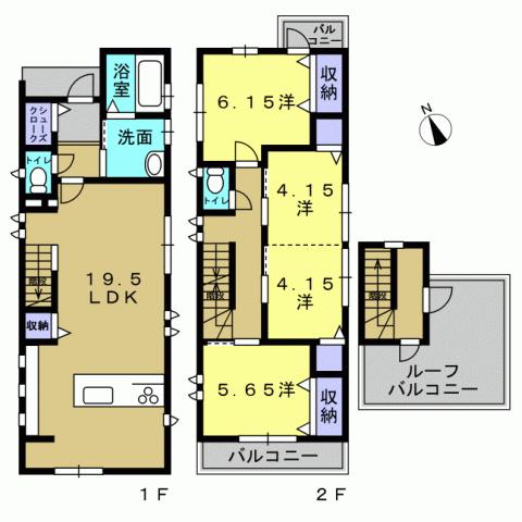 Floor plan. 34,800,000 yen, 4LDK, Land area 90.71 sq m , Building area 98.19 sq m 4LDK