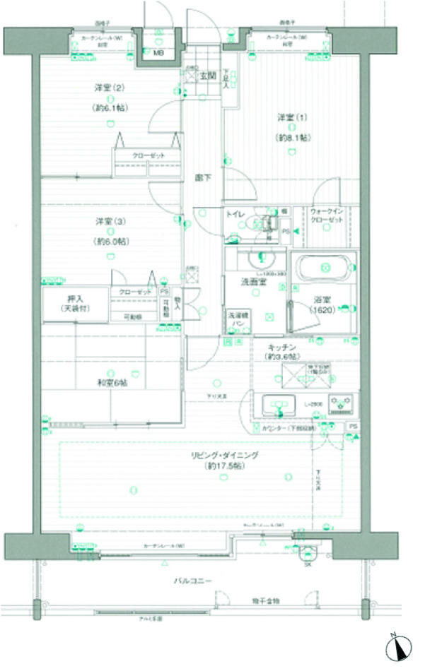 Floor plan. 4LDK, Price 24,900,000 yen, Footprint 100.03 sq m , Balcony area 12.99 sq m