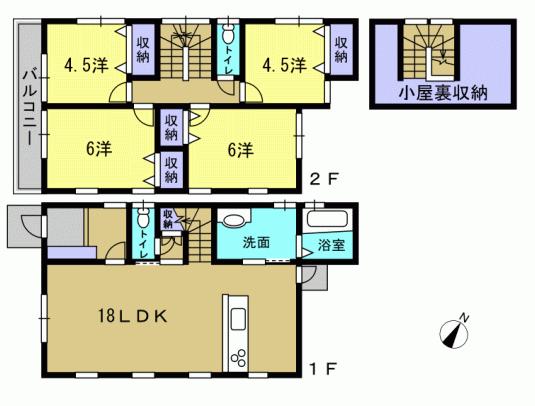 Floor plan. 33,800,000 yen, 4LDK, Land area 102.36 sq m , Building area 96.87 sq m 4LDK