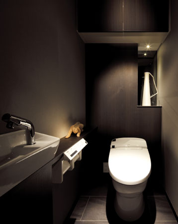 Toilet.  [Were designed cleanliness and sense of quality, Functional beauty rich toilet space with calm] It introduced the design to increase the level of satisfaction in time to spend in the toilet.