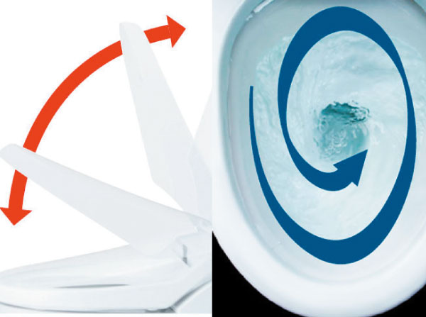 Toilet.  [Full automatic toilet seat] Adopt the auto toilet seat toilet seat opens automatically when a whiff of human. Wash automatically when further away from the toilet. (Conceptual diagram)