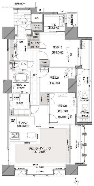 Floor: 3LDK + DEN + WIC + TR, the occupied area: 97.13 sq m, Price: 70.5 million yen