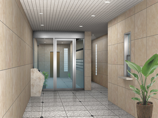 Shared facilities.  [Entrance hall] Entrance and Hall is a sublime space with plenty of natural stone. (Rendering)