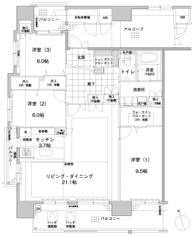 Floor: 3LDK, occupied area: 108.99 sq m, Price: 75,800,000 yen ・ 79,800,000 yen