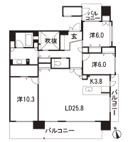 Floor: 3LDK, occupied area: 121.09 sq m, Price: 85.8 million yen