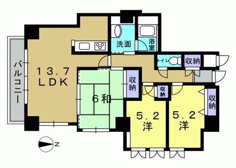 Floor plan. 3LDK, Price 23.5 million yen, Occupied area 68.99 sq m , Balcony area 13.16 sq m 3LDK