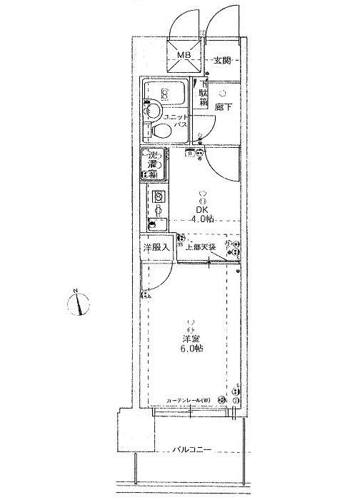 Floor plan. 1DK, Price 3.5 million yen, Occupied area 24.64 sq m , Balcony area 4.6 sq m