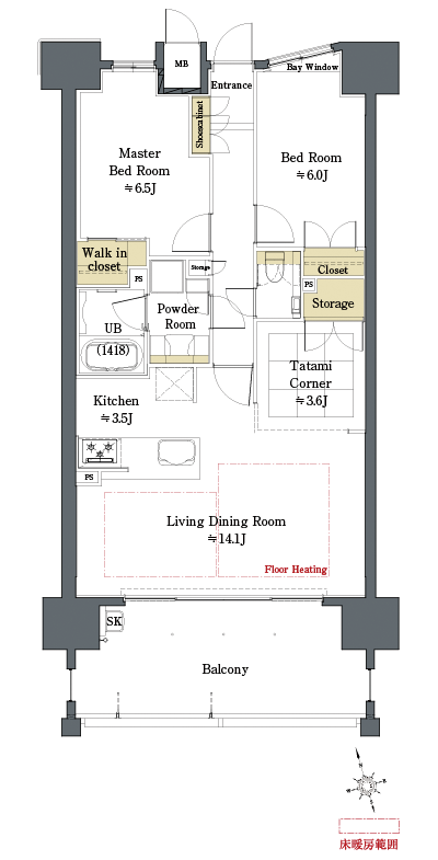 Floor: 3LDK, the area occupied: 73.3 sq m, Price: TBD