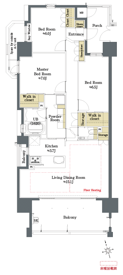 Floor: 3LDK, occupied area: 91 sq m, Price: TBD