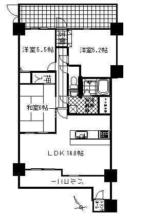 Floor plan. 3LDK, Price 20.8 million yen, Occupied area 69.95 sq m , Balcony area 9.59 sq m south-facing balcony