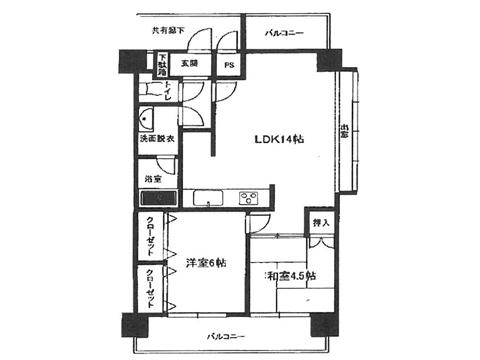 Floor plan. 2LDK, Price 15 million yen, Occupied area 51.31 sq m , Balcony area 12.84 sq m