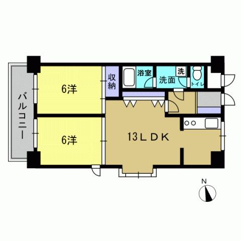 Floor plan. 2LDK, Price 14.8 million yen, Occupied area 53.48 sq m , Balcony area 8.1 sq m 2LDK