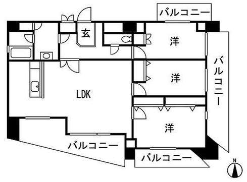Floor plan. 3LDK, Price 27,800,000 yen, Occupied area 96.56 sq m , Balcony area 29.85 sq m