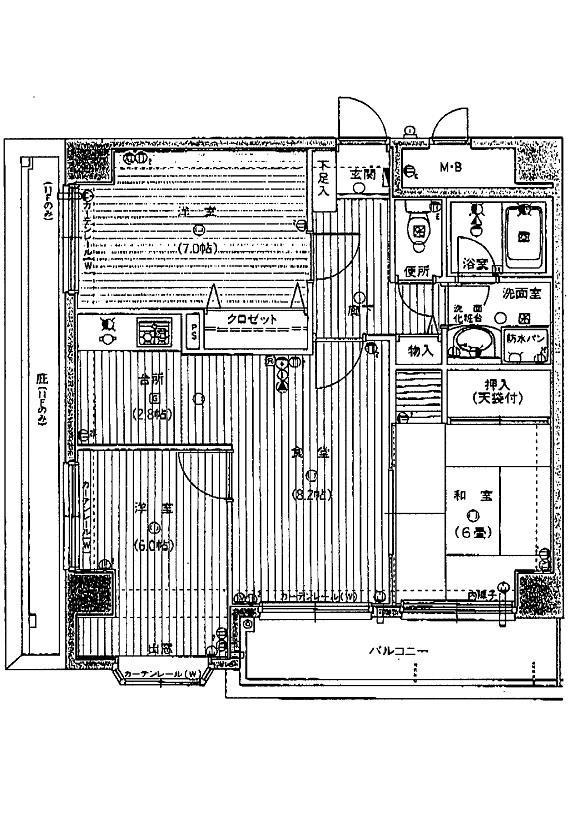 Floor plan. 3LDK, Price 22,800,000 yen, Occupied area 65.45 sq m , Balcony area 7.14 sq m