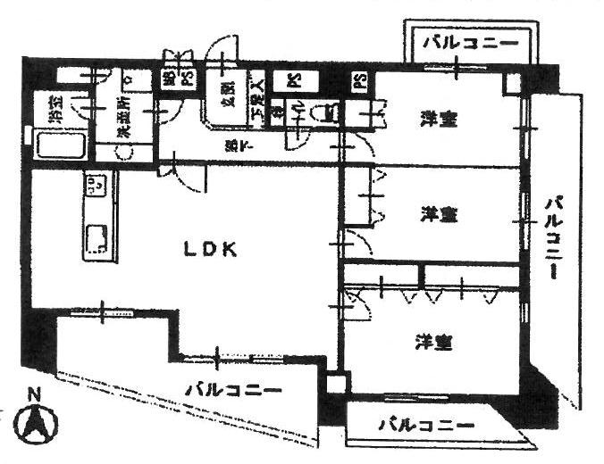 Floor plan. 3LDK, Price 27,800,000 yen, Occupied area 96.56 sq m , Balcony area 29.85 sq m