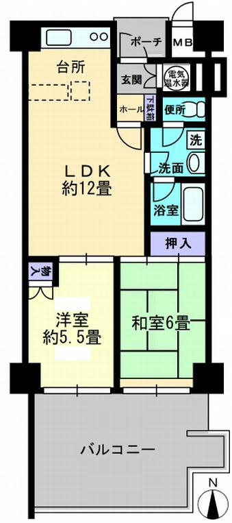 Floor plan. 2LDK, Price 13.8 million yen, Occupied area 51.16 sq m