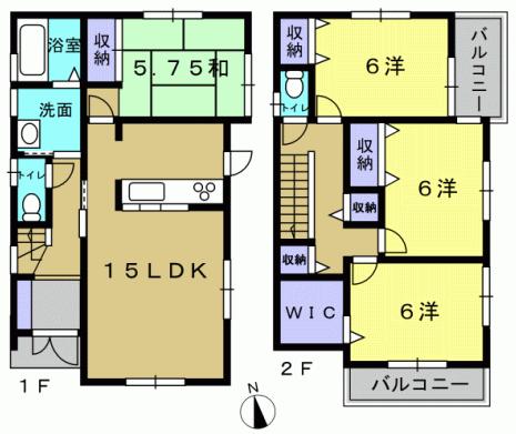 Floor plan. 32,300,000 yen, 4LDK, Land area 100.34 sq m , Building area 95.17 sq m 4LDK