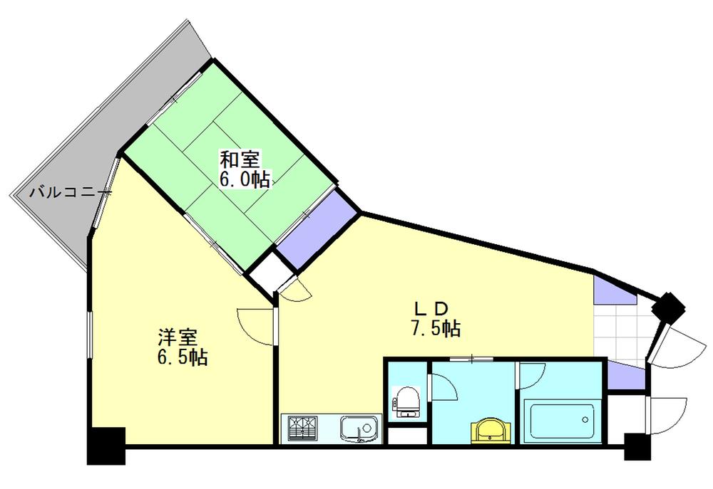 Floor plan. 2LDK, Price 7.5 million yen, Occupied area 58.24 sq m