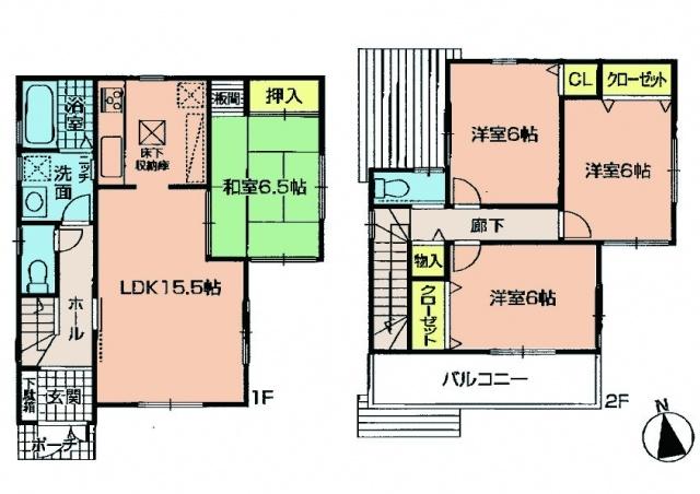 Floor plan. 32,800,000 yen, 4LDK, Land area 100.34 sq m , Building area 94.77 sq m