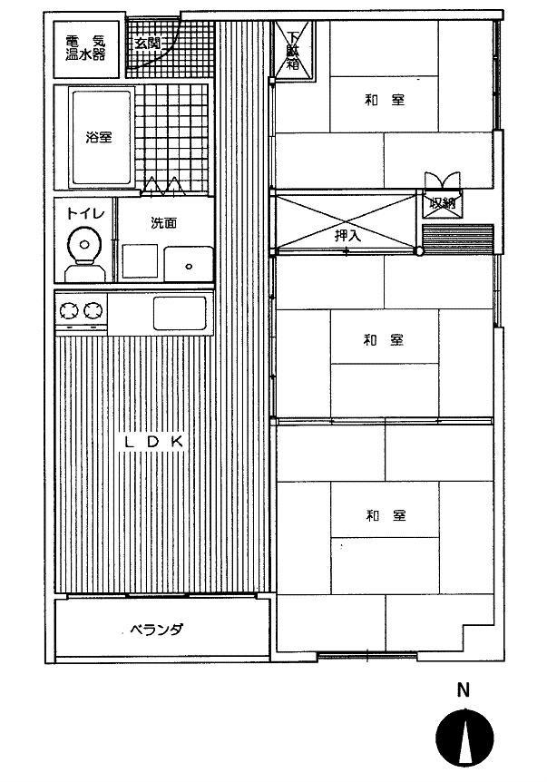 Floor plan. 3LDK, Price 7 million yen, Is the exclusive area of ​​59.86 sq m compact 3LDK