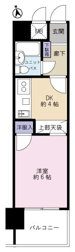 Floor plan. 1DK, Price 3.5 million yen, Occupied area 24.64 sq m , Balcony area 4.6 sq m DK4 Pledge, Hiroshi 6 Pledge
