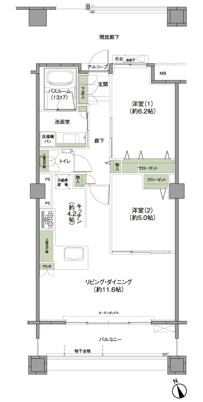 Floor: 2LDK, occupied area: 61.11 sq m, Price: 33,800,000 yen ・ 35,600,000 yen
