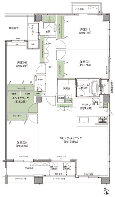 Floor: 4LDK + KC, occupied area: 115.41 sq m, Price: 79.8 million yen