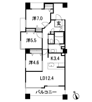 Floor: 3LDK, occupied area: 76.47 sq m, Price: 43.6 million yen