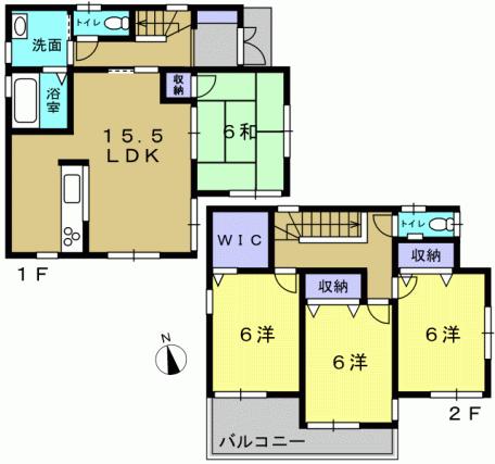 Floor plan. 34,800,000 yen, 4LDK, Land area 100.34 sq m , Building area 95.58 sq m 4LDK