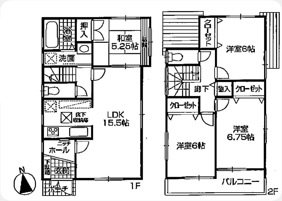 Floor plan. 30,800,000 yen, 4LDK, Land area 100.34 sq m , Building area 93.95 sq m