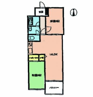 Floor plan. 2LDK, Price 8.8 million yen, Occupied area 58.63 sq m , Balcony area 5.63 sq m