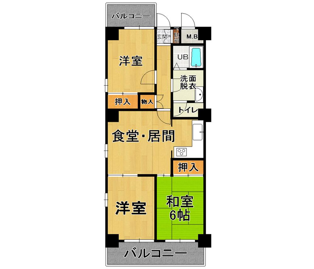 Floor plan. 3DK, Price 15.8 million yen, Occupied area 66.12 sq m , Balcony area 11.97 sq m