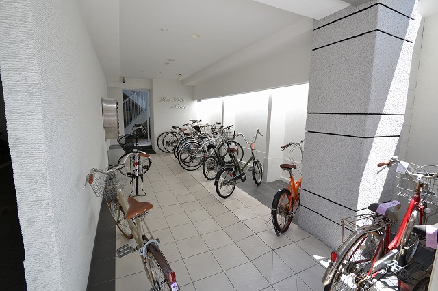 Building appearance. There residents dedicated bicycle parking space