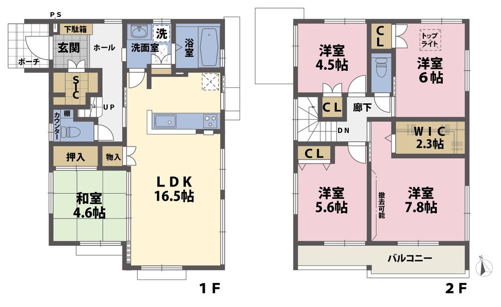 Floor plan. (No.4), Price 35,980,000 yen, 5LDK, Land area 128.85 sq m , Building area 105.8 sq m