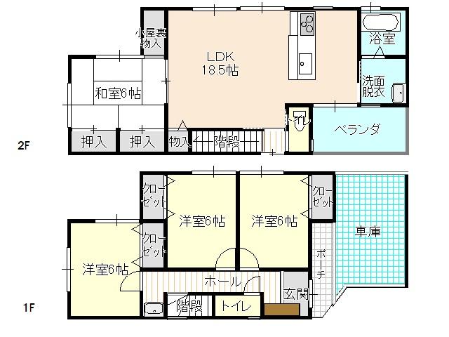 Floor plan. 25,800,000 yen, 4LDK, Land area 212.16 sq m , Building area 120.9 sq m spacious floor plan 4LDK