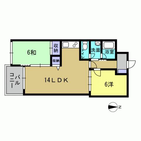 Floor plan. 2LDK, Price 8.8 million yen, Occupied area 58.63 sq m , Balcony area 5.63 sq m 2LDK