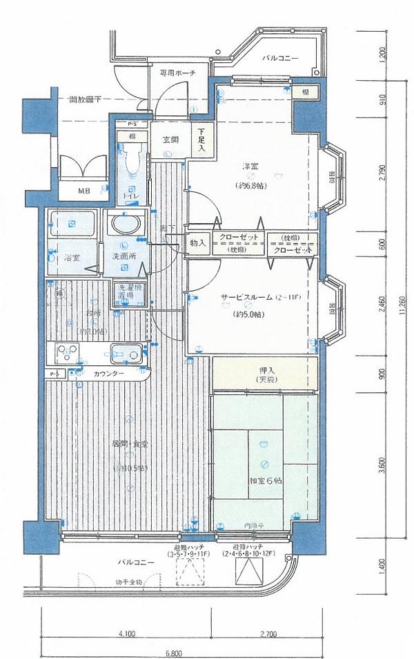 Floor plan. 2LDK + S (storeroom), Price 22,900,000 yen, Footprint 69.2 sq m , Balcony area 11.06 sq m