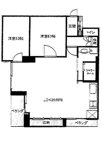 Floor plan. 2LDK, Price 10.5 million yen, Occupied area 65.51 sq m , Balcony area 6 sq m