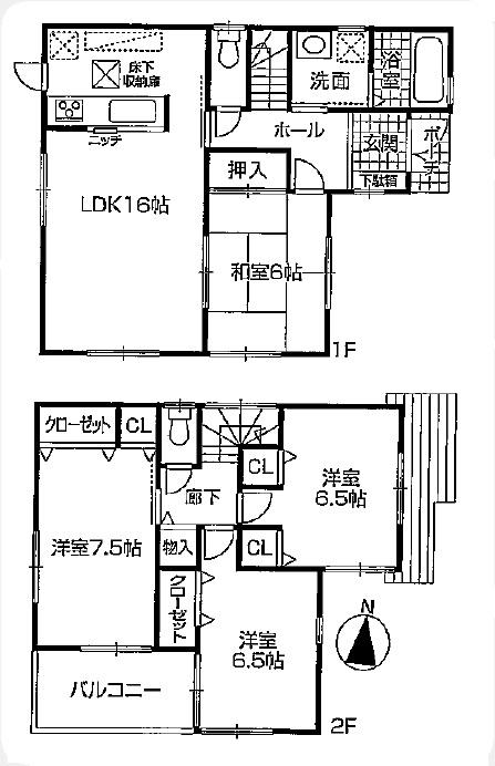 Floor plan. (No6), Price 23.8 million yen, 4LDK, Land area 165 sq m , Building area 98.82 sq m