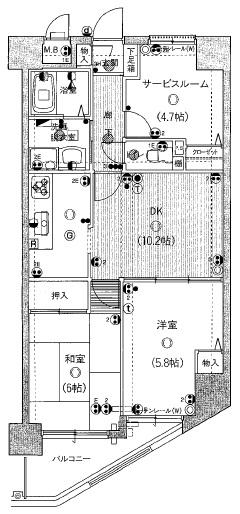Floor plan. 2LDK + S (storeroom), Price 12.8 million yen, Occupied area 59.92 sq m , Balcony area 5.46 sq m