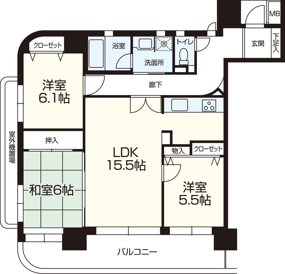Floor plan. 3LDK, Price 25,880,000 yen, Occupied area 81.21 sq m , Balcony area 17.71 sq m