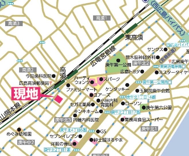 Local guide map. Walk up to Takasu Station about 1 minute! 