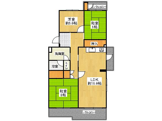 Floor plan. 3LDK, Price 10.5 million yen, Occupied area 85.05 sq m , Balcony area 11.76 sq m