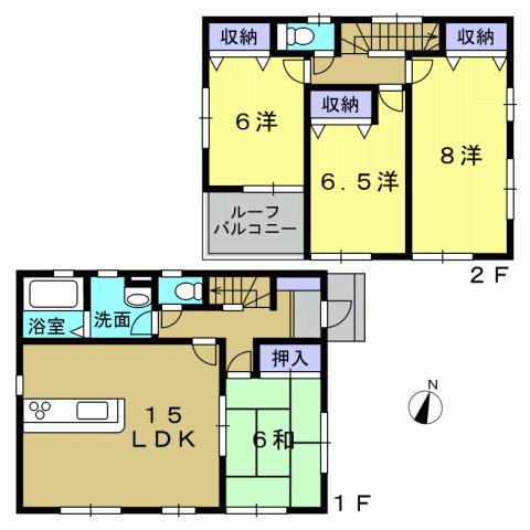 Floor plan. 32,800,000 yen, 4LDK, Land area 121.1 sq m , Building area 98.38 sq m 4LDK