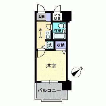 Floor plan. 1K, Price 2.8 million yen, Occupied area 17.73 sq m , Balcony area 4.61 sq m floor plan
