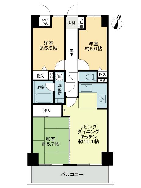 Floor plan. 3LDK, Price 6.8 million yen, Footprint 62.6 sq m , Balcony area 8.4 sq m floor plan