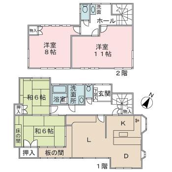 Floor plan. 18,800,000 yen, 4LDK, Land area 185.16 sq m , Building area 138.07 sq m