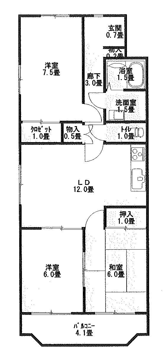 Floor plan. 3LDK, Price 11.5 million yen, Footprint 64.3 sq m , Balcony area 6.67 sq m