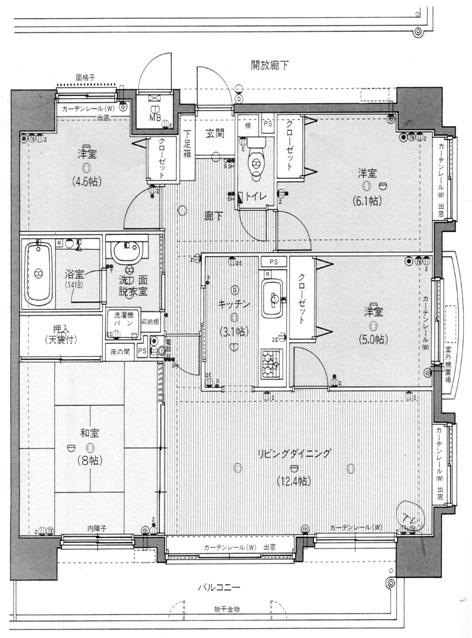 Floor plan. 4LDK, Price 21.5 million yen, Occupied area 82.05 sq m , Balcony area 14.35 sq m